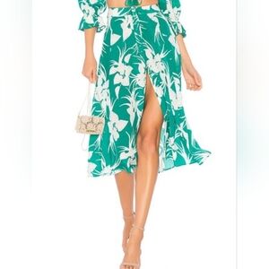 Majorelle Tropical Floral Button Up Flowy A-line Skirt XXS Summer Vacation Chic